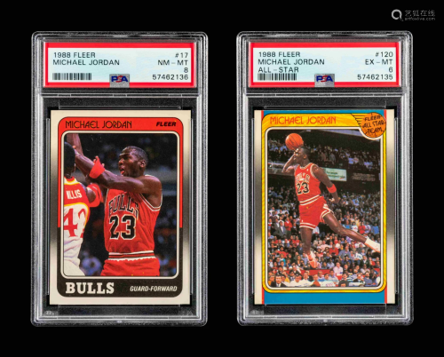 A Group of Two 1988 Fleer Michael Jordan PSA Graded