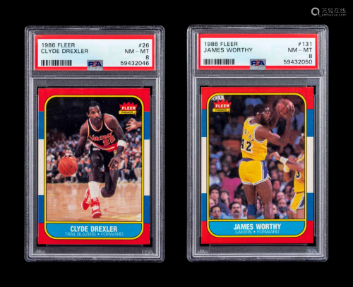 A Group of 1986 Fleer Clyde Drexler and James Worthy