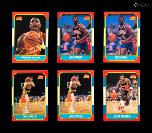 A Group of Six 1986 Fleer Rookie Basketball Cards