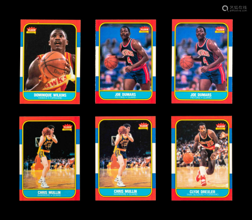 A Group of Six 1986 Fleer Rookie Basketball Cards