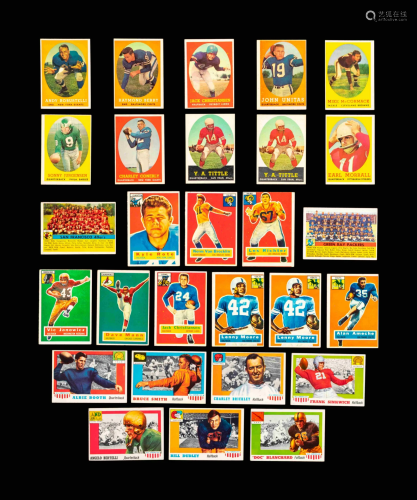 A Group of 28 1955, 1956 and 1958 Topps Football Cards