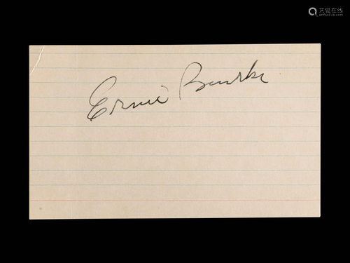 A Vintage Ernie Banks Signed Index Card (BAS Beckett