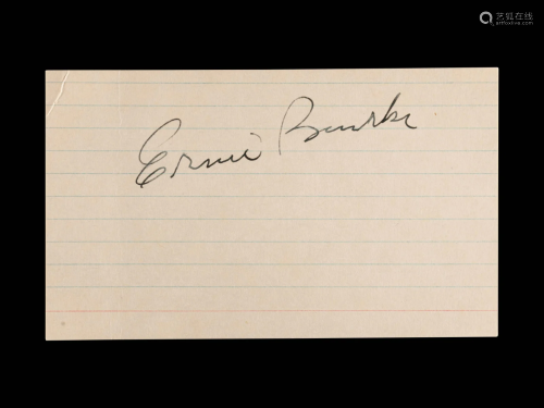 A Vintage Ernie Banks Signed Index Card (BAS Beckett
