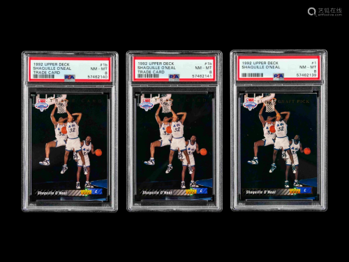 A Group of Three PSA Graded 1992 Upper Deck Shaquille