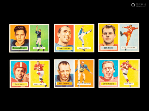 A Group of Six 1957 Topps Football Cards (Including
