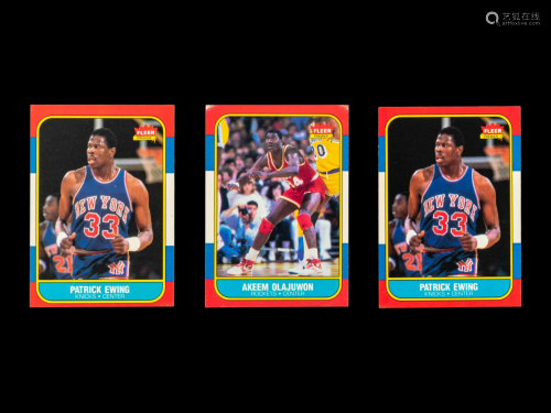 A Group of Three 1986 Fleer Patrick Ewing and Hakeem