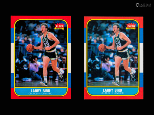 A Group of Two 1986 Fleer Larry Bird Basketball Cards,