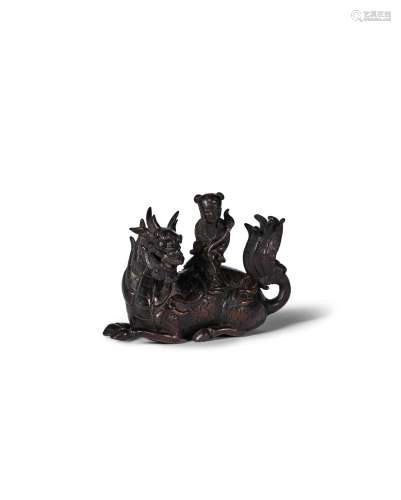 A bronze 'boy and qilin' group