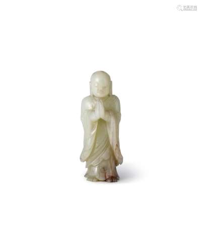 A pale green jade carving of Ananda