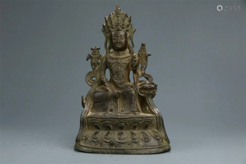 Copper Bodied Statue of Manjusri Bodhisattva