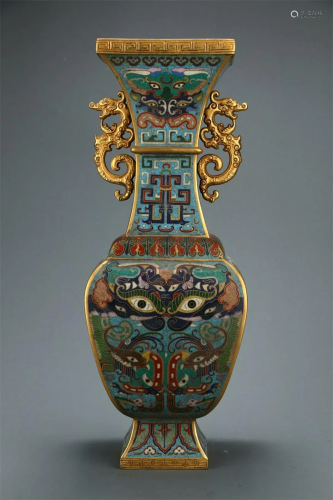 A Pair of Copper Bodied Filigree Enamel Vases
