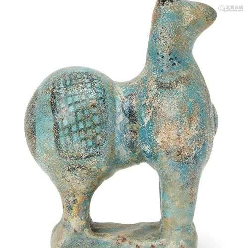 Modèle de mouton en poterie émaillée turquoise de Kashan, Ir...