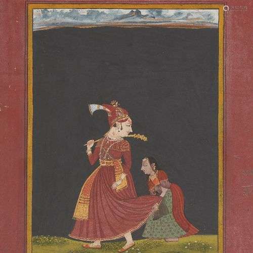 Un Raja et son épouse, Mewar, début du XIXe siècle, pigments...