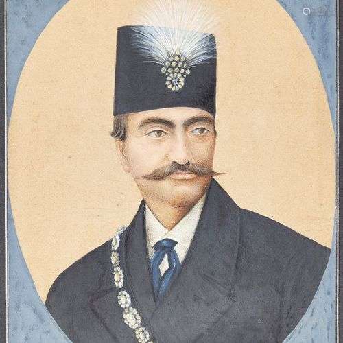 Portrait de Nasr al-Din Shah d'après l'original d'Abu'l-Hasa...