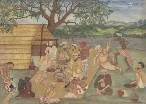 Scène d'école de la Compagnie, Inde, fin du XIXe siècle, pig...
