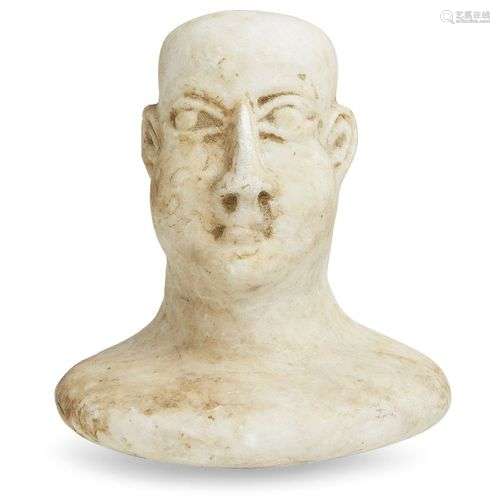 Tête en marbre de Bactriane provenant d'une figure composite...