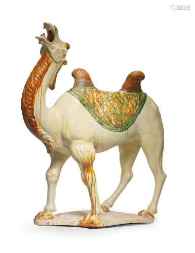 A very rare massive sancai-glazed model of a Bactrian camel