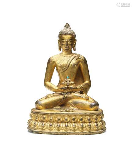 A gilt-bronze figure of Amitayus