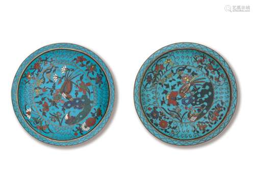 A PAIR OF CLOISONNÉ ENAMEL DISHES