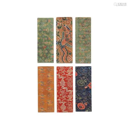 A FINE GROUP OF SIX SILK BROCADE SUTRA COVERS