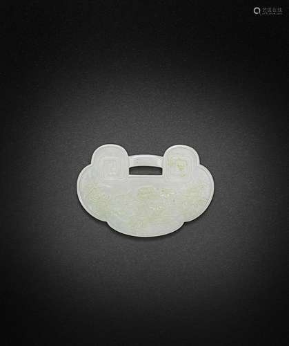 A WHITE JADE RUYI-SHAPED PLAQUE