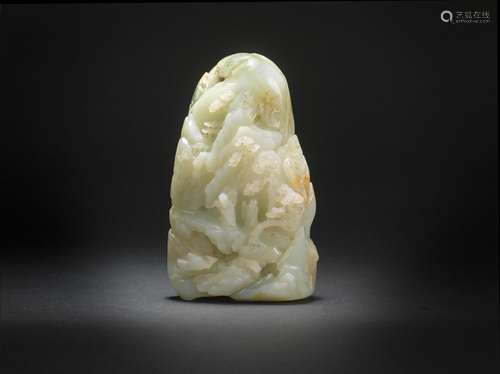 A VERY PALE GREEN JADE BOULDER