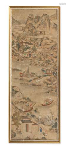 A RARE SET OF FOUR LARGE RECTANGULAR WALLPAPER 'CANTON LANDS...