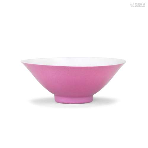 A RUBY-PINK-ENAMELED CONICAL BOWL