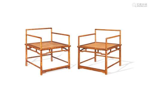 A pair of huanghuali 'meditation' chairs, chanyi