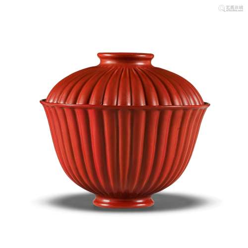 AN EXCEPTIONALLY RARE IMPERIAL RED LACQUER INSCRIBED CHRYSAN...