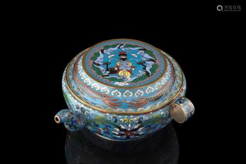 A cloisonnÃ¨ enamel teapot, flowers pattern decorated, ring ...