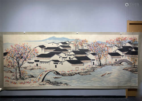 A CHINESE HAND-PAINTED LANDSCAPE PAINTING