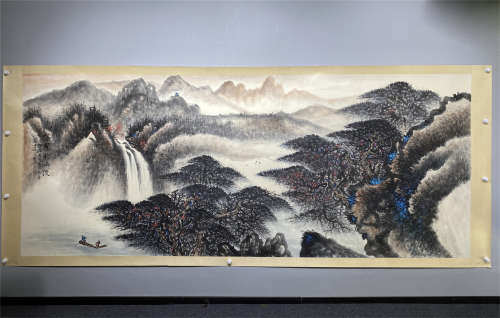 A CHINESE HORIZONTAL PAINTING SCROLL