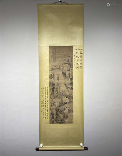 A CHINESE VERTICAL LANDSCAPE PAINTING SCROLL