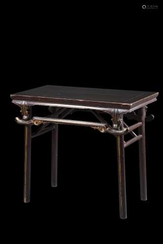 A folding travel table, painted wood with gilt decoration (d...