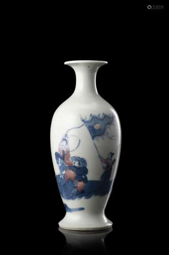 A small white porcelain vase figures decorated, Kangxi apocr...