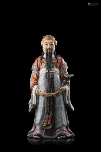 A porcelain figure, signed "Zheng Long Sheng" unde...