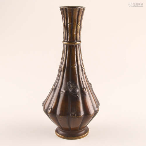 銅　竹節　花瓶