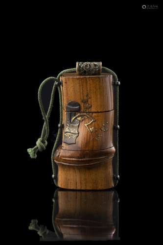 A bamboo Inro with gilt metal inserts Japan, Meiji period (1...