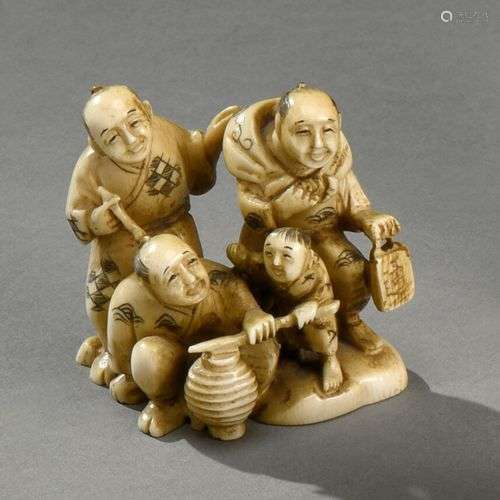 ** JAPON - Période MEIJI (1868-1912) Okimono-netsuke en ivoi...