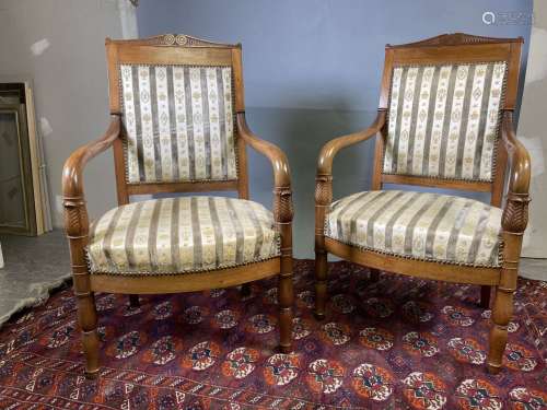 Paire de fauteuils de style directoire XIXe siècle H. 95 cm ...