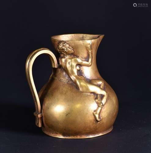 Alexandre CHARPENTIER (1856-1909) Pot à vin, pichet en bronz...