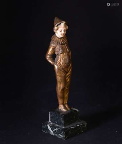Charles Eloy BAILLY (1830-1895) Pierrot Sujet en bronze à pa...