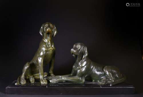 Georges Lucien VACOSSIN (1870-1942) Les deux chiens Régule à...