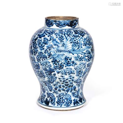 A BLUE AND WHITE 'PHOENIXES' JAR