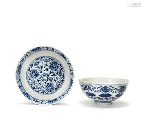 A BLUE AND WHITE 'BAJIAXIANG' BOWL AND A BLUE AND WHITE 'LOT...