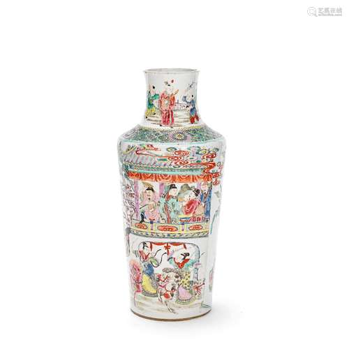 A FAMILLE ROSE 'GENERALS OF THE YANG FAMILY' VASE