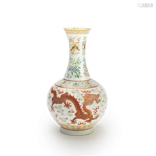 A FAMILLE ROSE 'PHOENIX AND DRAGON' VASE