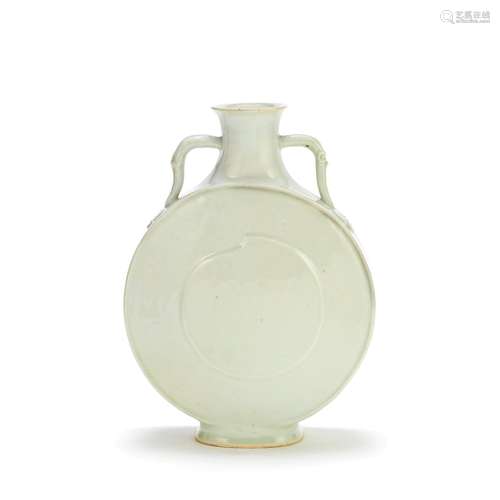 A PALE CELADON-GLAZED MOONFLASK