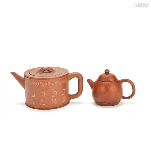 TWO YIXING TEAPOTS